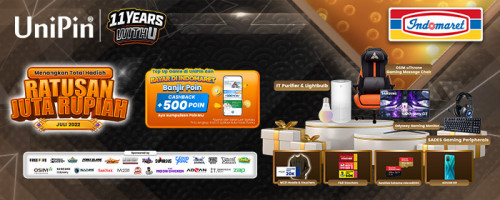 Top Up Game di UniPin dan Bayar di Indomaret, Dapatkan Poin Cashback hingga 500 Poin + Total Hadiah Ratusan Juta Rupiah